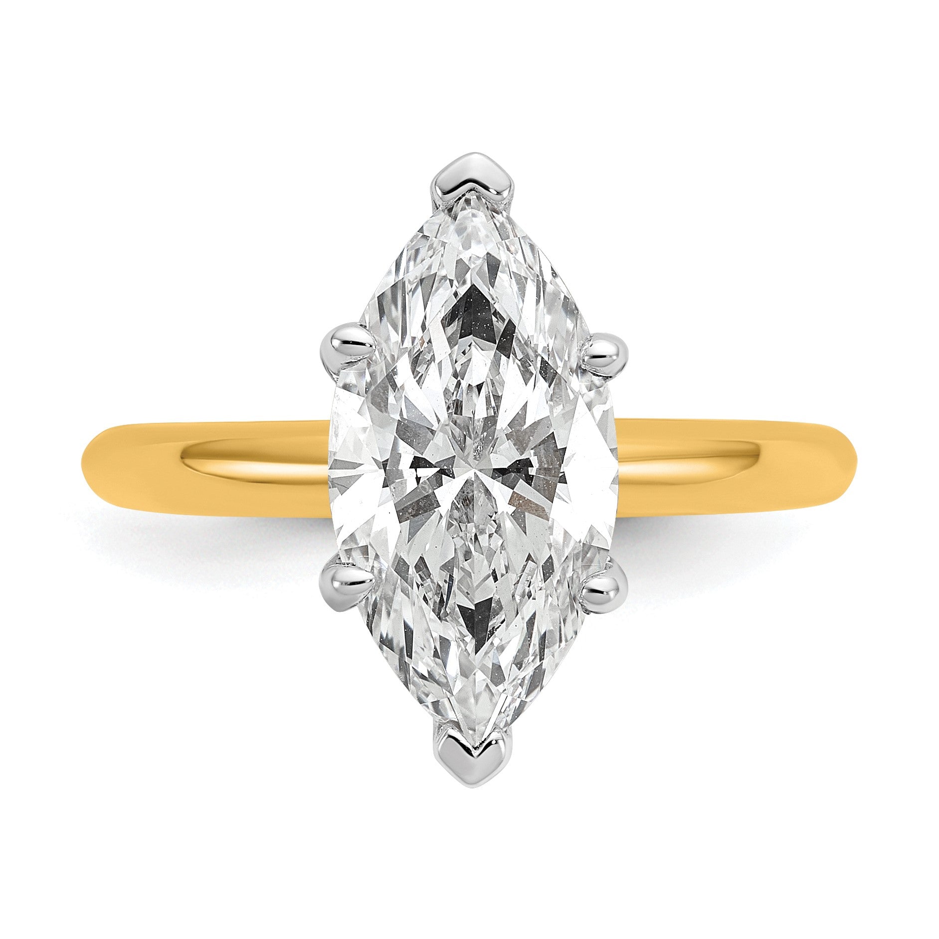 14K Bicolor Verlobungsring mit 3 ct. Labor-gezüchtetem Diamant VS/SI+ G+ Marquise-Solitär