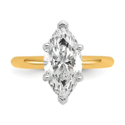 14K Bicolor Verlobungsring mit 3 ct. Labor-gezüchtetem Diamant VS/SI+ G+ Marquise-Solitär