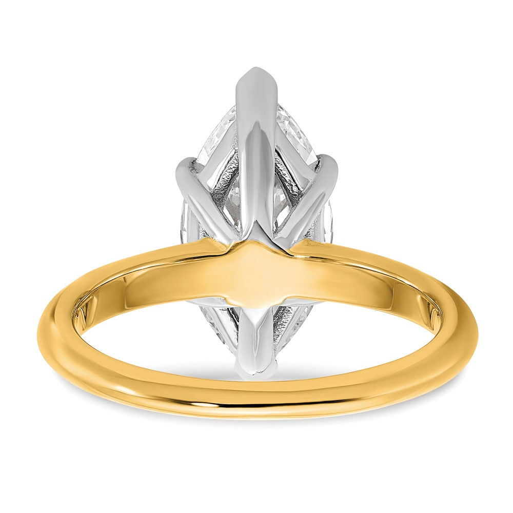 14K Bicolor Verlobungsring mit 3 ct. zertifiziertem im Labor gezüchtetem Diamant VS/SI+ G+ im Marquise-Solitär-Schliff