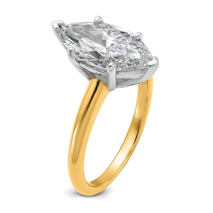 14K Bicolor Verlobungsring mit 3 ct. Labor-gezüchtetem Diamant VS/SI+ G+ Marquise-Solitär