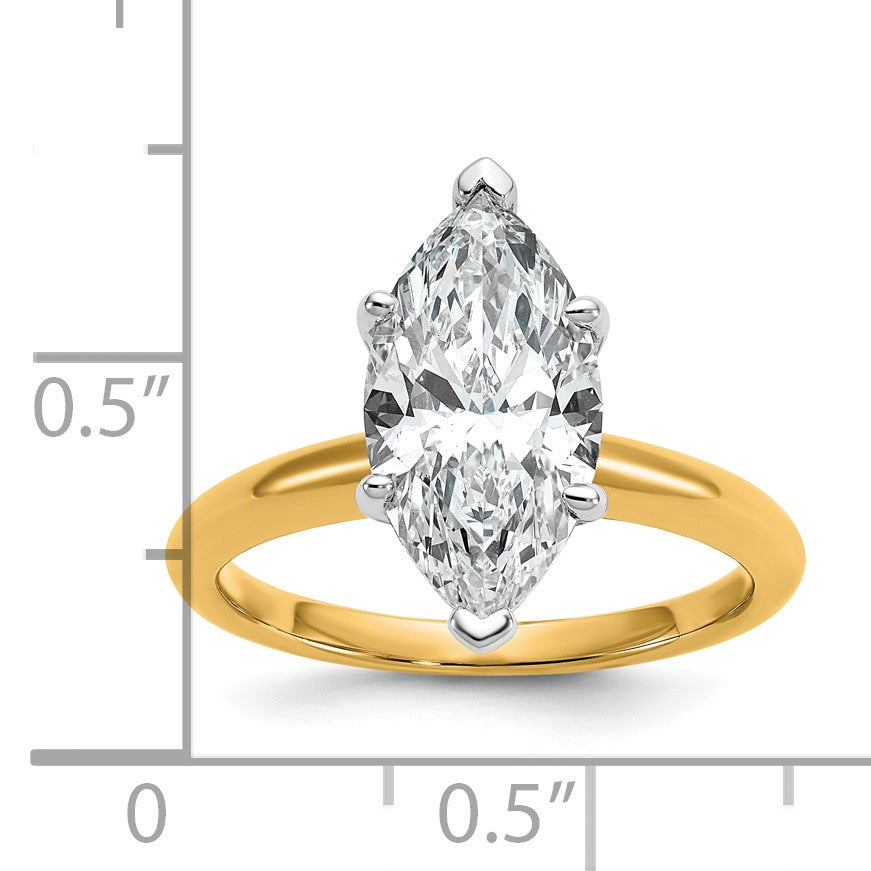 14K Bicolor Verlobungsring mit 3 ct. Labor-gezüchtetem Diamant VS/SI+ G+ Marquise-Solitär
