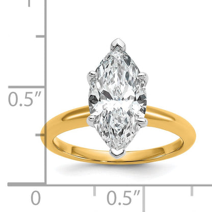 14K Bicolor Verlobungsring mit 3 ct. Labor-gezüchtetem Diamant VS/SI+ G+ Marquise-Solitär