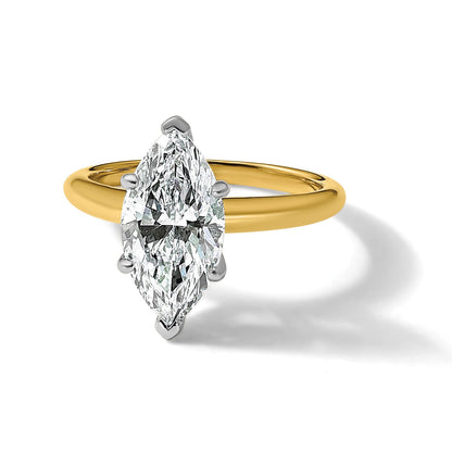 14K Bicolor Verlobungsring mit 3 ct. Labor-gezüchtetem Diamant VS/SI+ G+ Marquise-Solitär