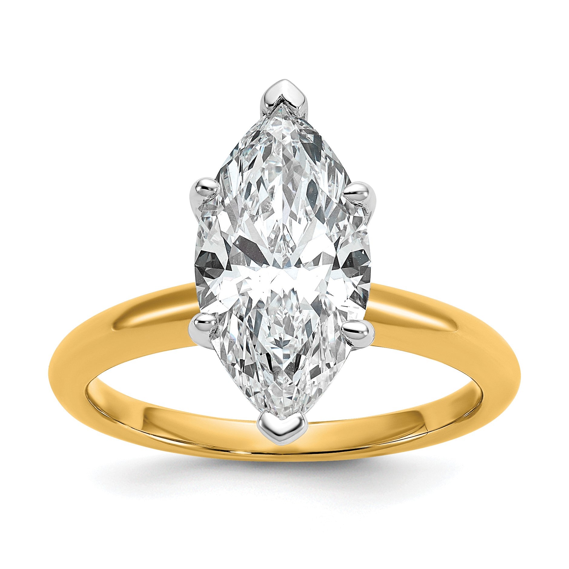 14K Bicolor Verlobungsring mit 3 ct. Labor-gezüchtetem Diamant VS/SI+ G+ Marquise-Solitär