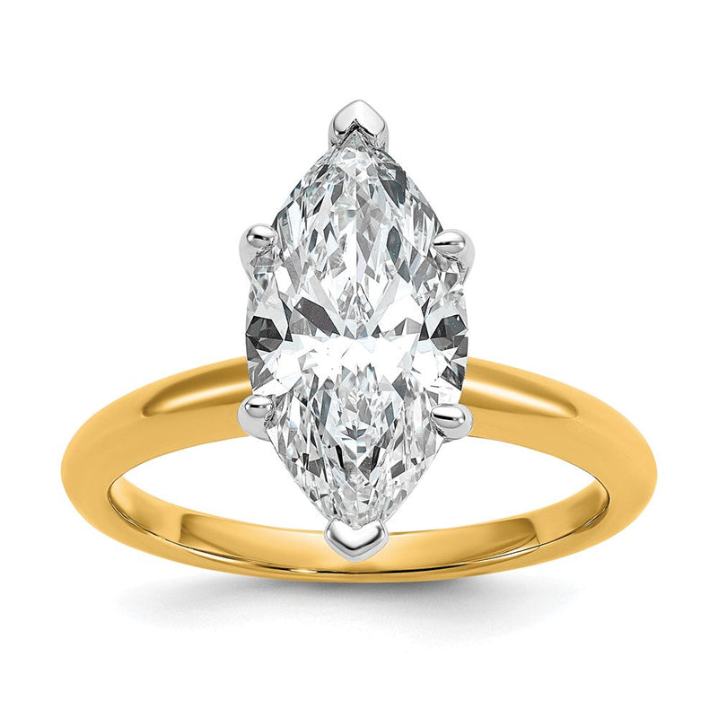 14K Bicolor Gold Bicolor 3 Karat Zertifiziert Im Labor Gezüchtet Diamant Vs+ F+ Marquise Solitär Komplett Verlobungsring