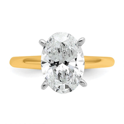 14K Bicolor Verlobungsring mit 3 ct. zertifiziertem, im Labor gezüchtetem Diamant VS/SI+ G+ im Oval-Solitär-Schliff