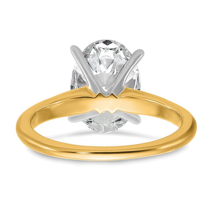14K Bicolor Verlobungsring mit 3 ct. im Labor gezüchtetem Diamant, VS/SI+, G+, Oval-Solitär