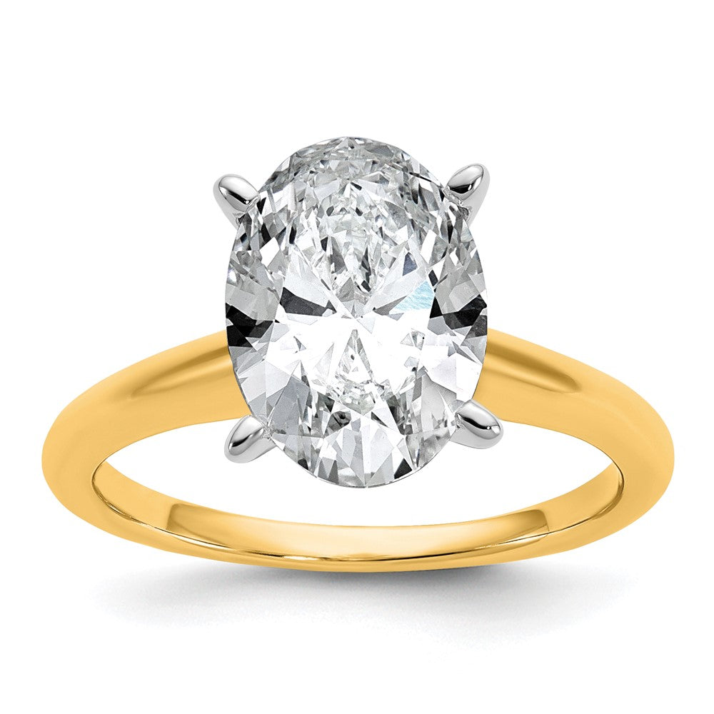14K Bicolor Verlobungsring mit 3 ct. zertifiziertem, im Labor gezüchtetem Diamant VS/SI+ G+ im Oval-Solitär-Schliff