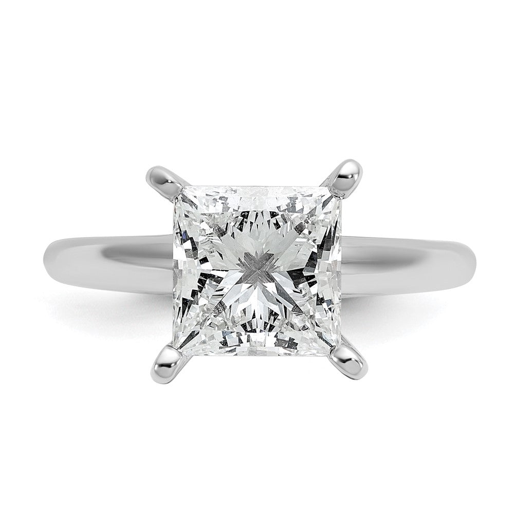 14K Weißgold Verlobungsring mit zertifiziertem 3 ct. im Labor gezüchtetem Diamanten VS/SI+ G+ im Princess-Solitär-Schliff