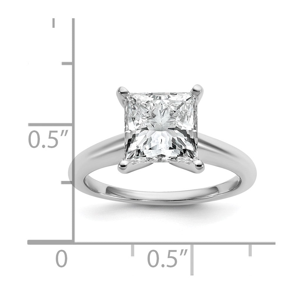 14K Weißgold Verlobungsring mit zertifiziertem 3 ct. im Labor gezüchtetem Diamanten VS/SI+ G+ im Princess-Solitär-Schliff