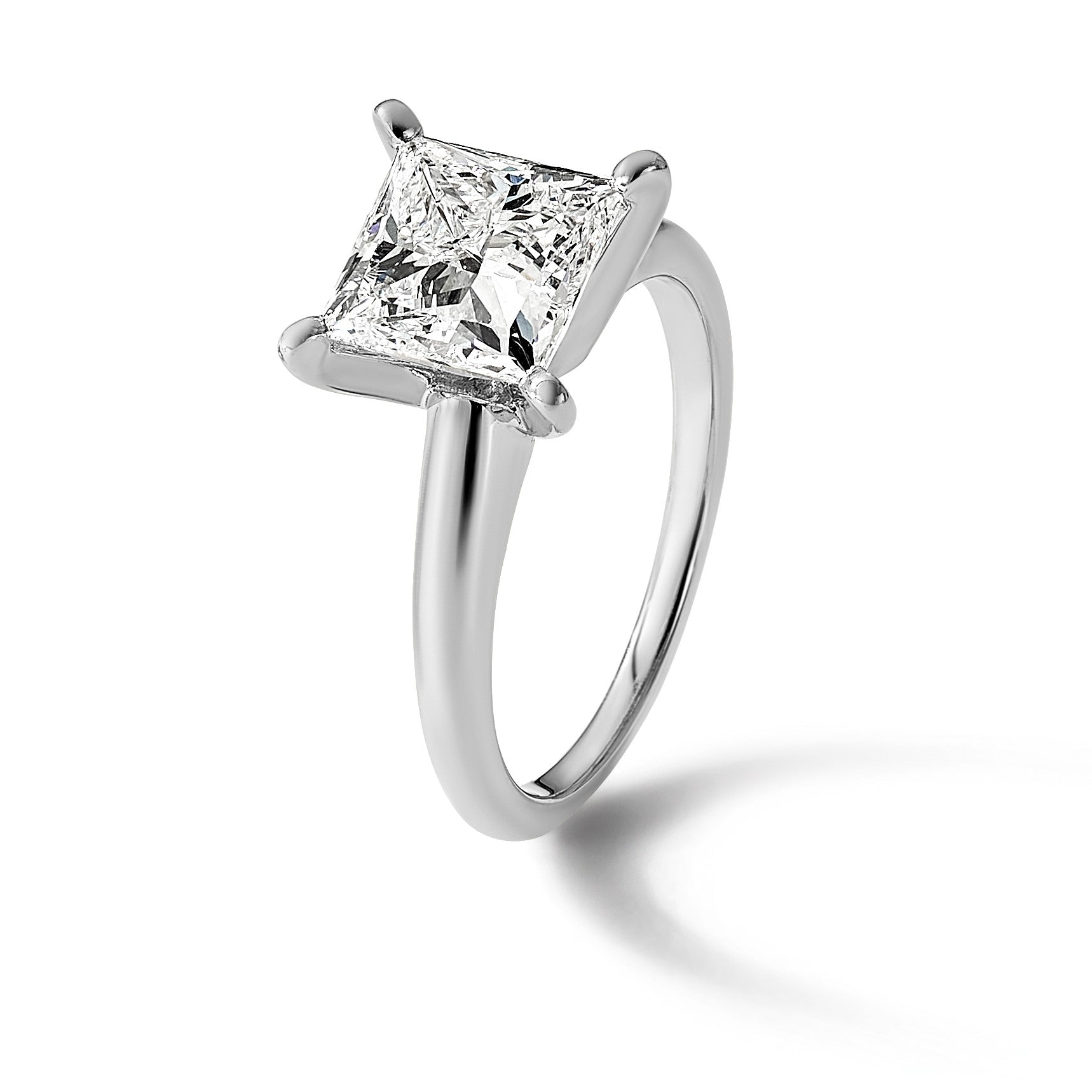 14K Weißgold 3 ct. Labor-Diamant VS/SI+ G+ Princess-Solitär-Verlobungsring