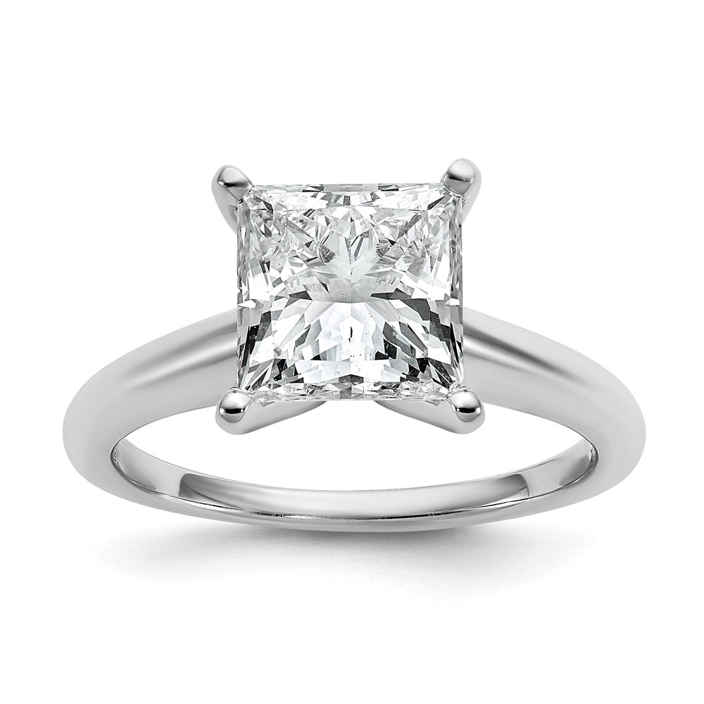 14K Weißgold 3 ct. Labor-Diamant VS/SI+ G+ Princess-Solitär-Verlobungsring