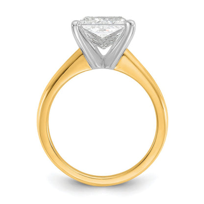 14K Bicolor Verlobungsring mit 3 ct. zertifiziertem im Labor gezüchtetem Diamant VS/SI+ G+ im Prinzessschliff als Solitär