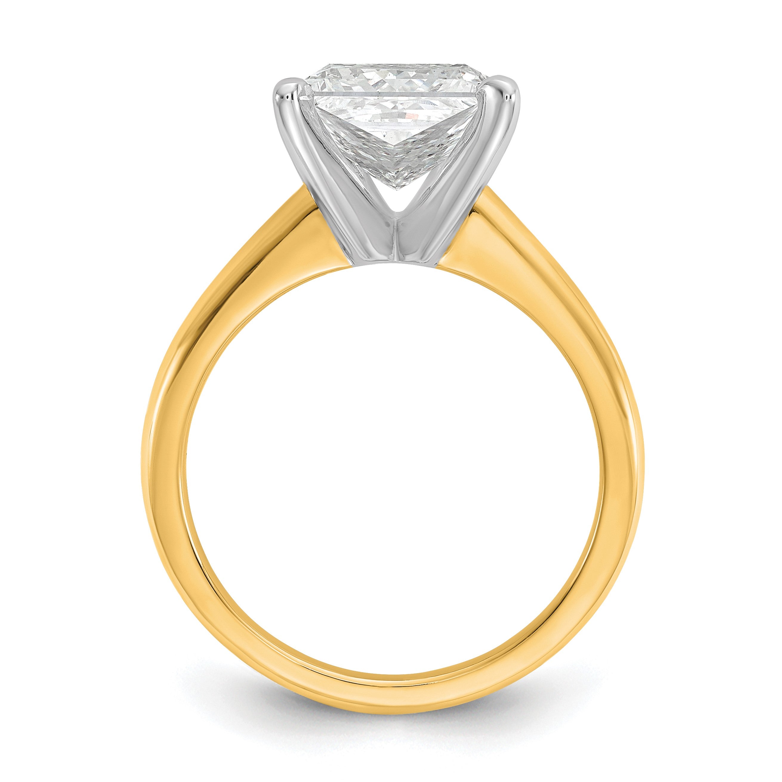 14K Bicolor Verlobungsring mit 3 ct. im Labor gezüchteten Diamant im Prinzess-Schliff, VS/SI+, G+, Solitär