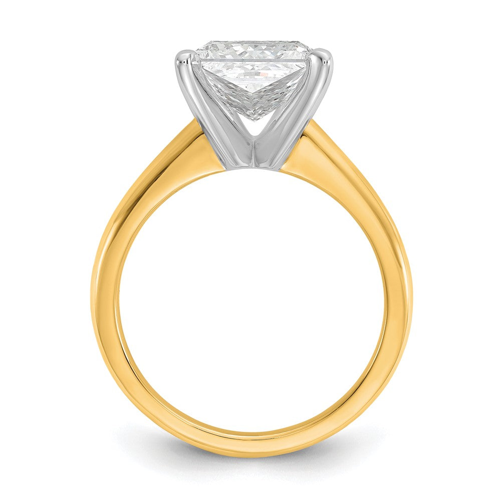 14K Bicolor Verlobungsring mit 3 ct. im Labor gezüchteten Diamant im Prinzess-Schliff, VS/SI+, G+, Solitär