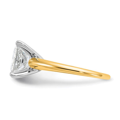 14K Bicolor Verlobungsring mit 3 ct. im Labor gezüchteten Diamant im Prinzess-Schliff, VS/SI+, G+, Solitär