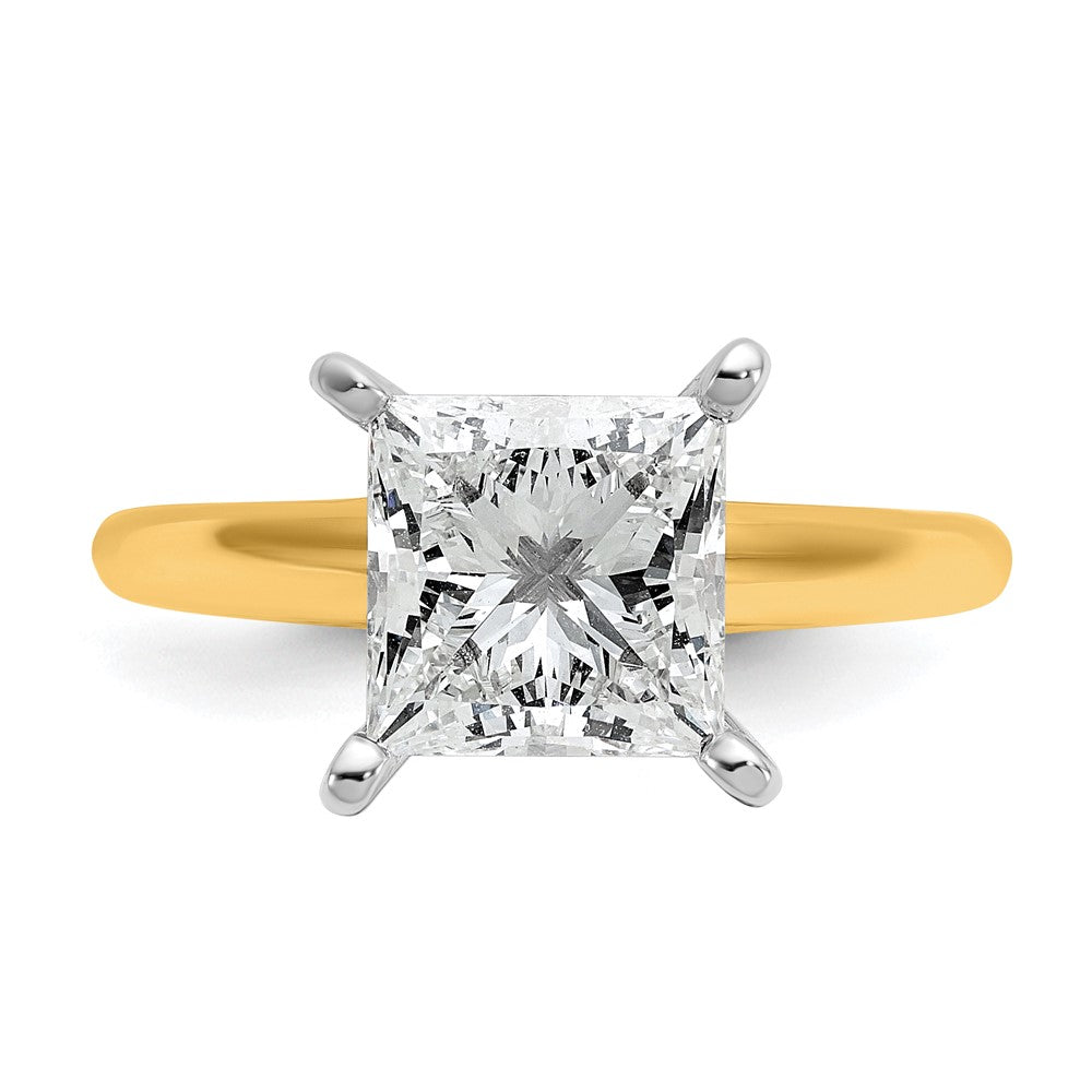 14K Bicolor Verlobungsring mit 3 ct. zertifiziertem im Labor gezüchtetem Diamant VS/SI+ G+ im Prinzessschliff als Solitär