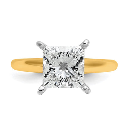 14K Bicolor Verlobungsring mit 3 ct. im Labor gezüchteten Diamant im Prinzess-Schliff, VS/SI+, G+, Solitär
