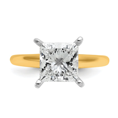 14K Bicolor Verlobungsring mit 3 ct. im Labor gezüchteten Diamant im Prinzess-Schliff, VS/SI+, G+, Solitär