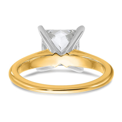 14K Bicolor Verlobungsring mit 3 ct. im Labor gezüchteten Diamant im Prinzess-Schliff, VS/SI+, G+, Solitär