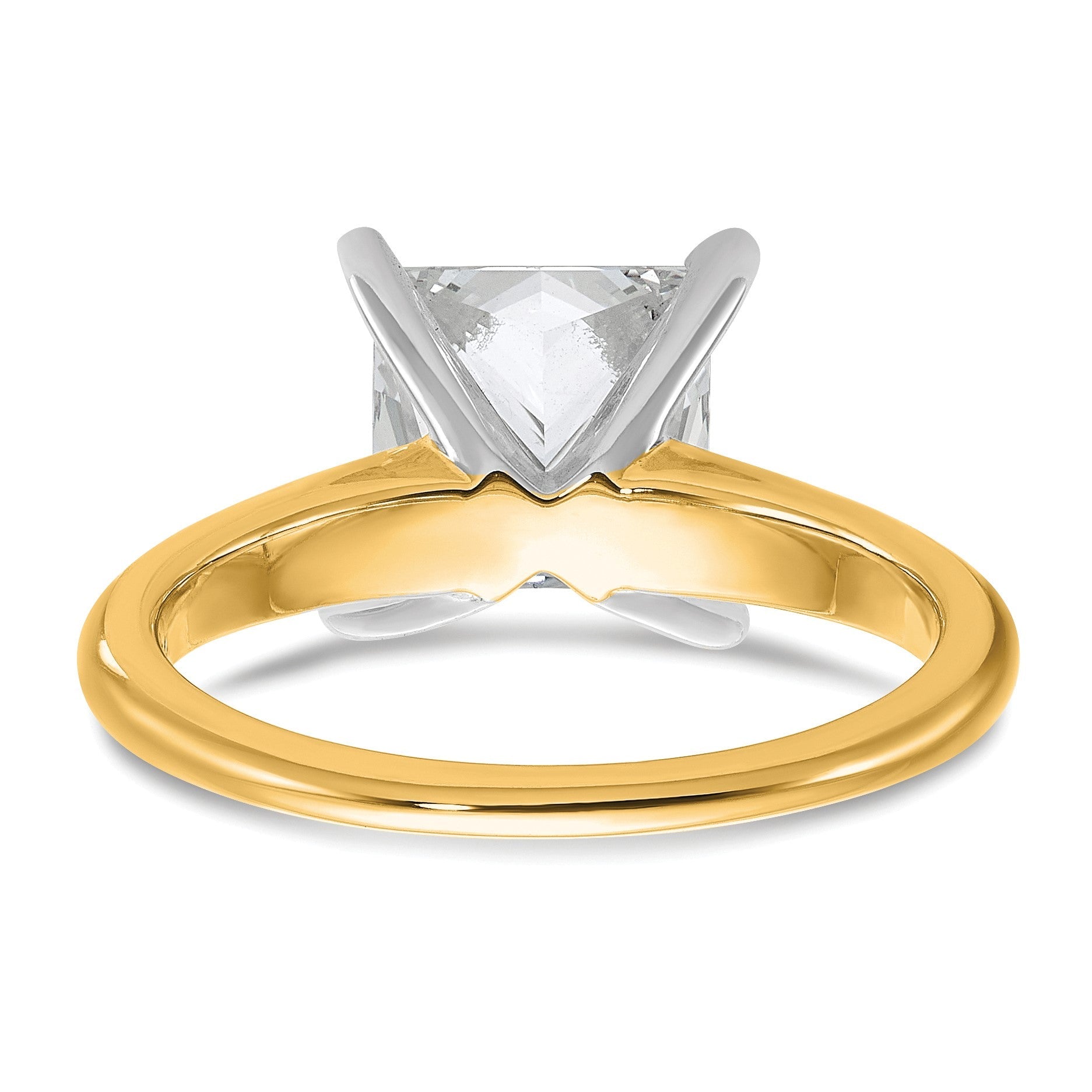 14K Bicolor Verlobungsring mit 3 ct. im Labor gezüchteten Diamant im Prinzess-Schliff, VS/SI+, G+, Solitär