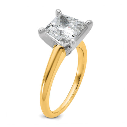 14K Bicolor Verlobungsring mit 3 ct. im Labor gezüchteten Diamant im Prinzess-Schliff, VS/SI+, G+, Solitär