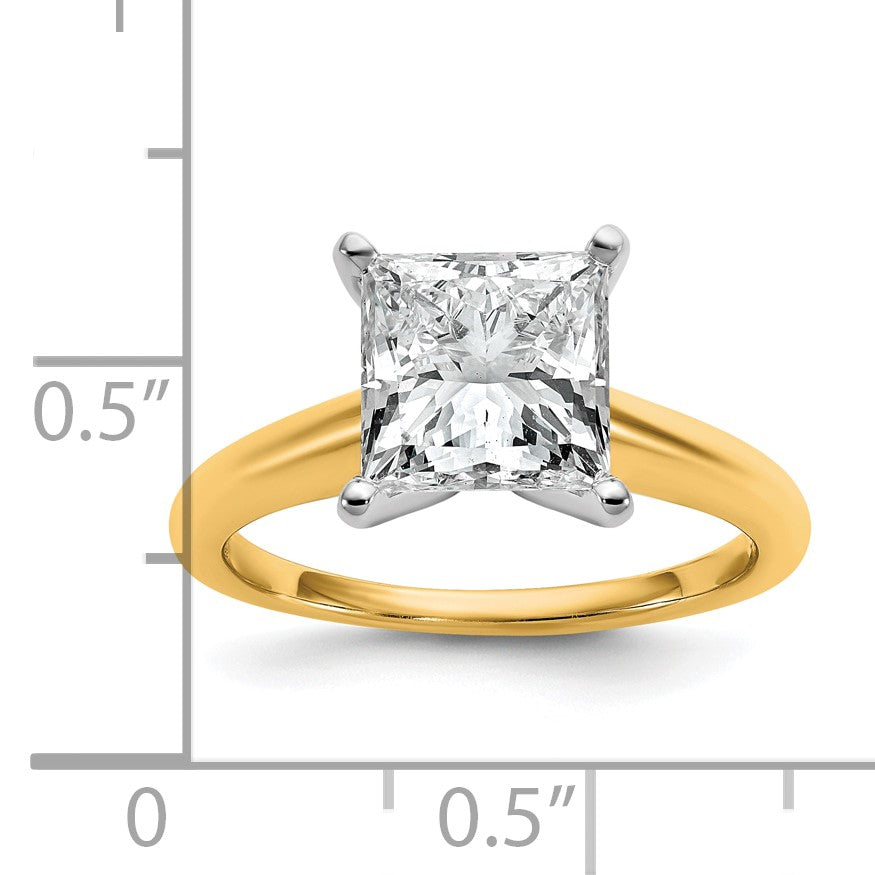 14K Bicolor Verlobungsring mit 3 ct. im Labor gezüchteten Diamant im Prinzess-Schliff, VS/SI+, G+, Solitär