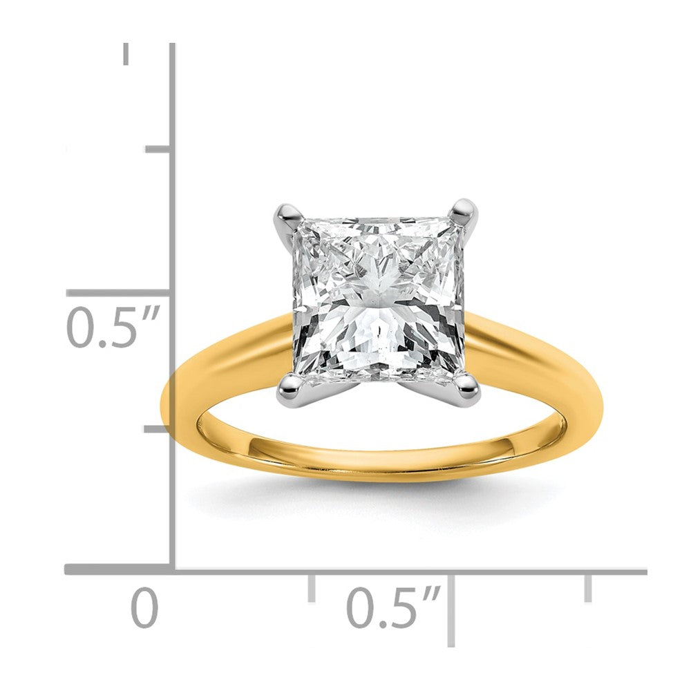 14K Bicolor Verlobungsring mit 3 ct. im Labor gezüchteten Diamant im Prinzess-Schliff, VS/SI+, G+, Solitär