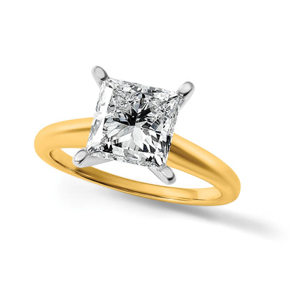 14K Bicolor Verlobungsring mit 3 ct. im Labor gezüchteten Diamant im Prinzess-Schliff, VS/SI+, G+, Solitär