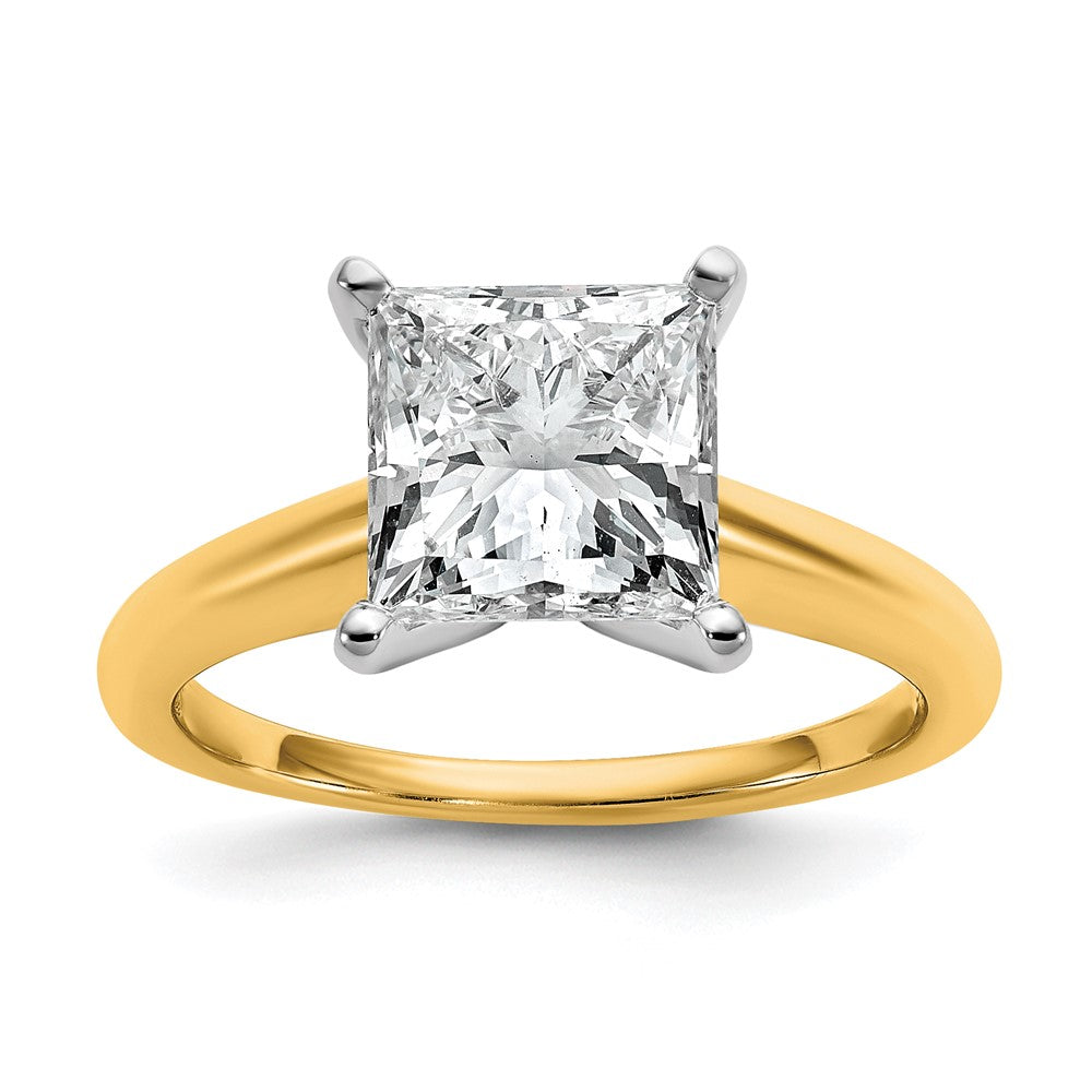 14K Bicolor Verlobungsring mit 3 ct. zertifiziertem im Labor gezüchtetem Diamant VS/SI+ G+ im Prinzessschliff als Solitär