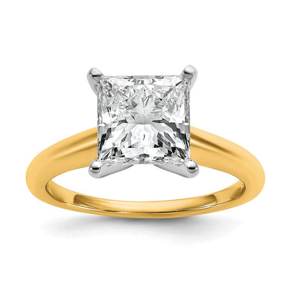 14K Bicolor Verlobungsring mit 3 ct. im Labor gezüchteten Diamant im Prinzess-Schliff, VS/SI+, G+, Solitär