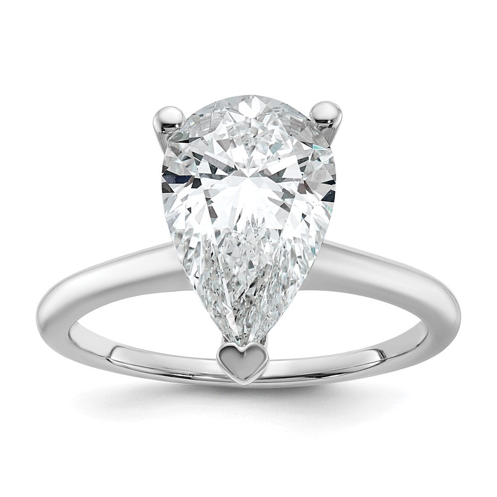 14K Weißgold Verlobungsring mit 3 ct. im Labor gezüchteten Diamanten VS/SI+ G+ im Birnenschliff, Solitär