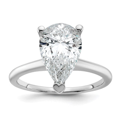 14K Weißgold Verlobungsring mit 3 ct. im Labor gezüchteten Diamanten VS/SI+ G+ im Birnenschliff, Solitär