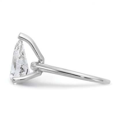 14K Weißgold Verlobungsring mit 3 ct. im Labor gezüchteten Diamanten VS/SI+ G+ im Birnenschliff, Solitär