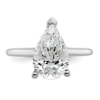 14K Weißgold Verlobungsring mit 3 ct. im Labor gezüchteten Diamanten VS/SI+ G+ im Birnenschliff, Solitär