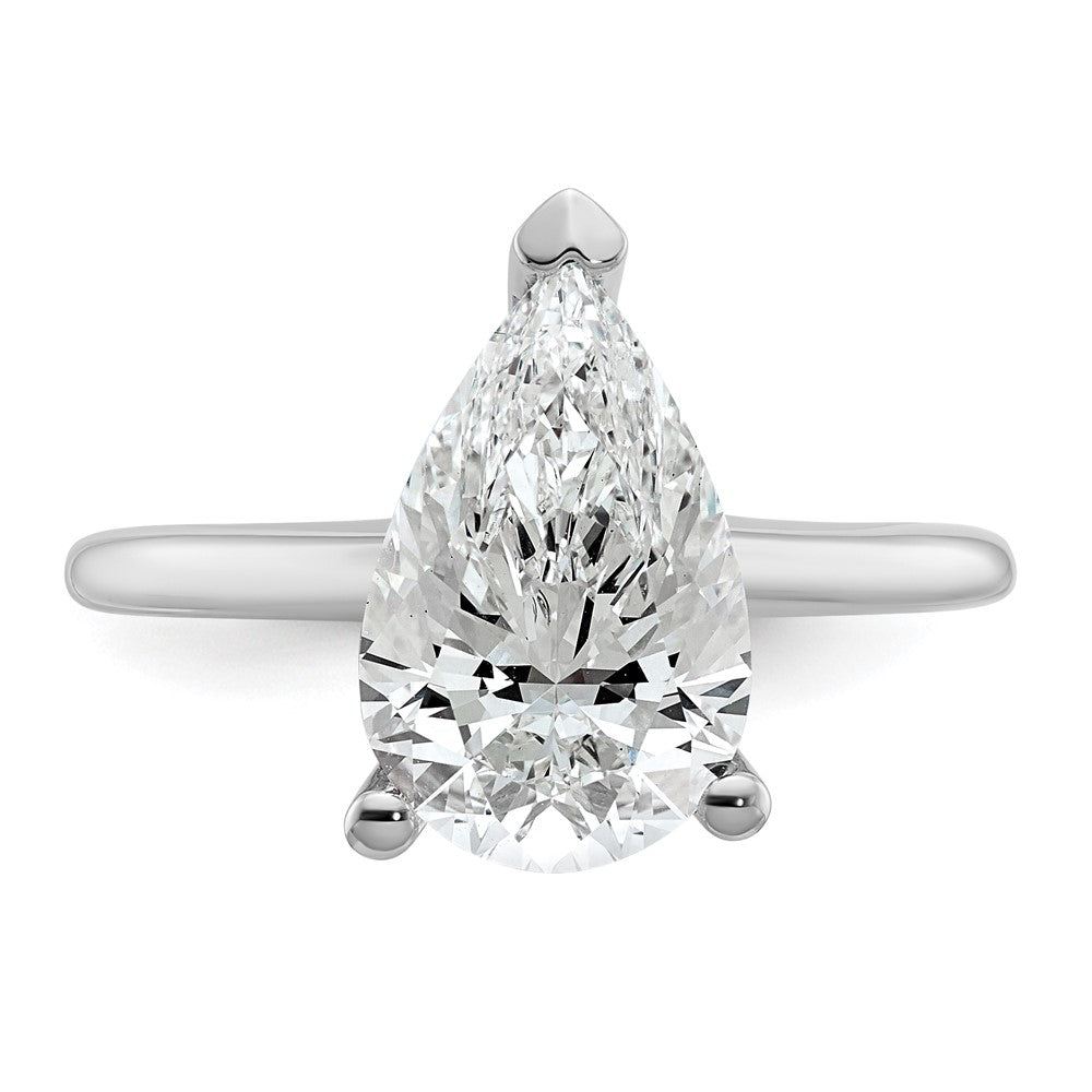 14K Weißgold Verlobungsring mit 3 ct. zertifiziertem, im Labor gezüchtetem Diamant VS/SI+ G+ im Birnenschliff-Solitär