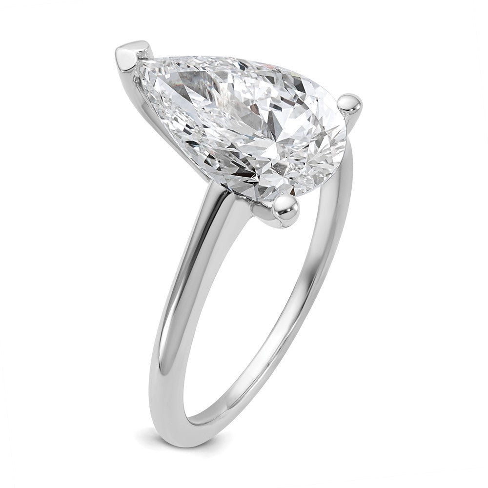 14K Weißgold Verlobungsring mit 3 ct. im Labor gezüchteten Diamanten VS/SI+ G+ im Birnenschliff, Solitär