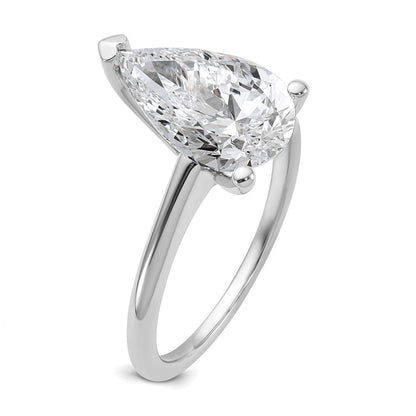 14K Weißgold Verlobungsring mit 3 ct. zertifiziertem, im Labor gezüchtetem Diamant VS/SI+ G+ im Birnenschliff-Solitär