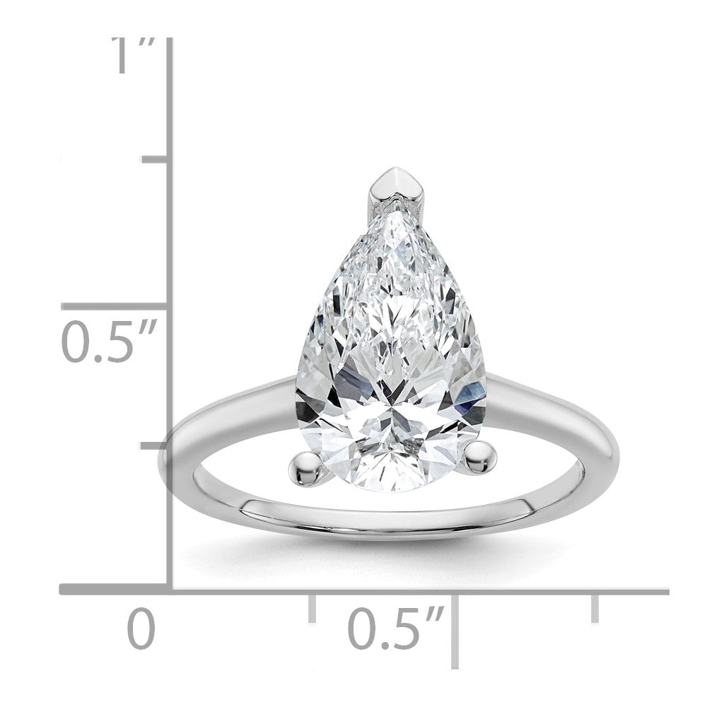 14K Weißgold Verlobungsring mit 3 ct. im Labor gezüchteten Diamanten VS/SI+ G+ im Birnenschliff, Solitär