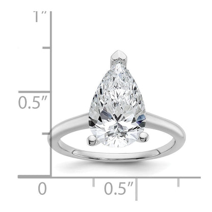 14K Weißgold Verlobungsring mit 3 ct. im Labor gezüchteten Diamanten VS/SI+ G+ im Birnenschliff, Solitär