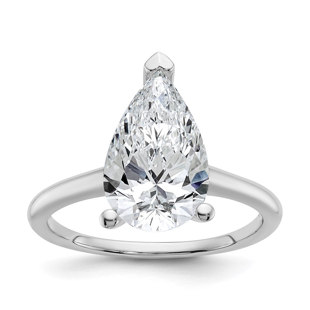 14K Weißgold Verlobungsring mit 3 ct. im Labor gezüchteten Diamanten VS/SI+ G+ im Birnenschliff, Solitär