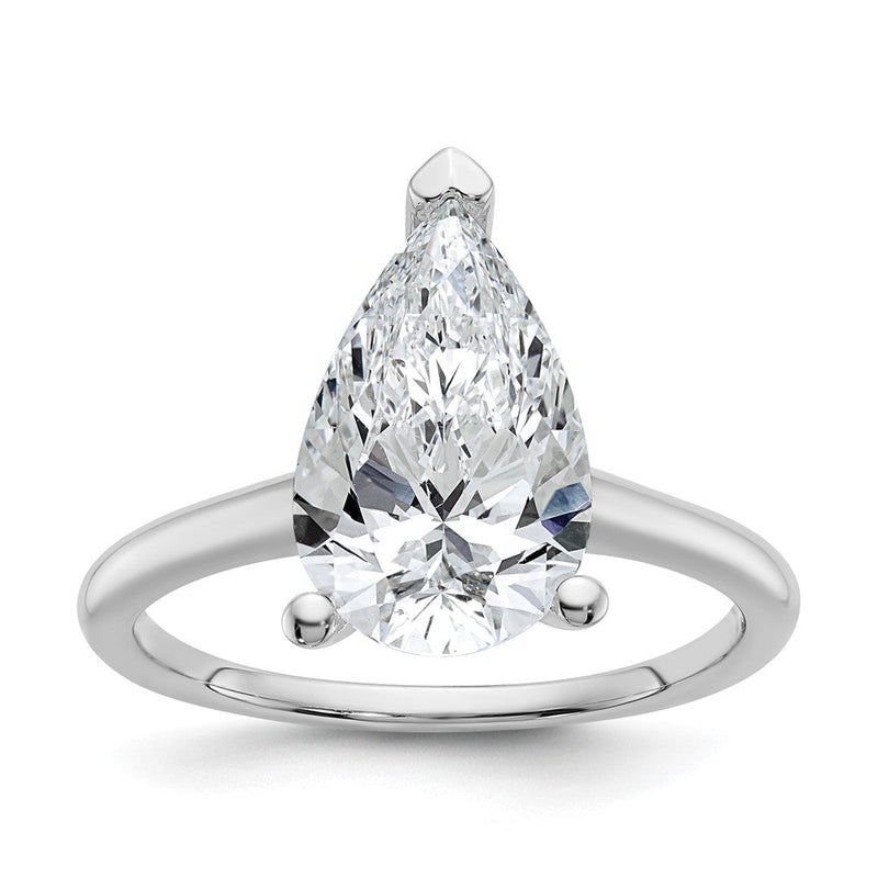 14K Weißgold 3 Karat Im Labor Gezüchtet Diamant Vs+ F+ Tropfen Solitär Komplett Verlobungsring
