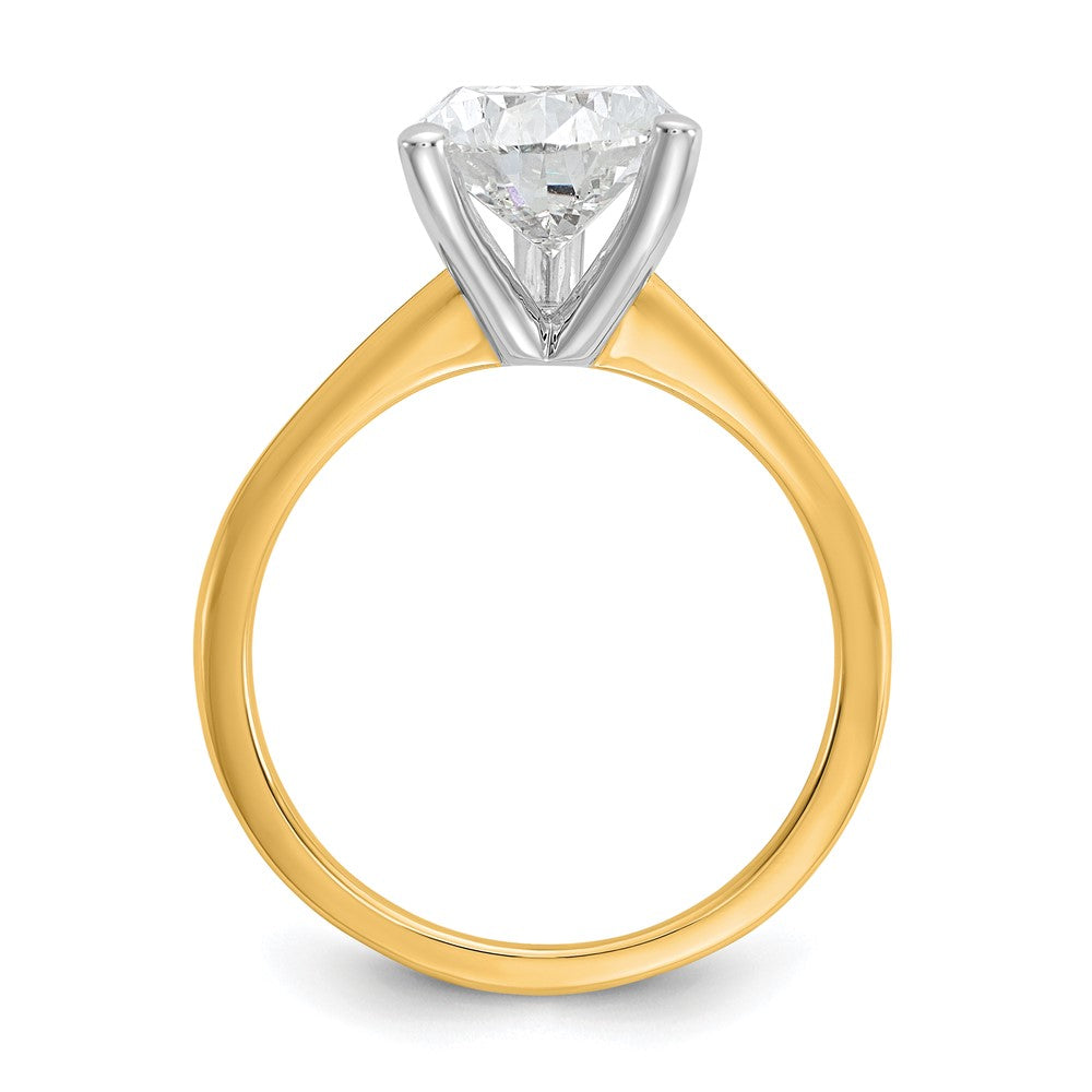 14K Bicolor Verlobungsring mit 3 ct. zertifiziertem, im Labor gezüchtetem Diamant, VS/SI+ G+, Tropfenschliff, Solitär