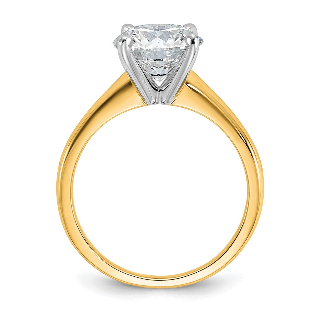14K Bicolor Verlobungsring mit 3 ct. rundem Solitär-Laborgezüchtetem Diamant, VS/SI+ G+