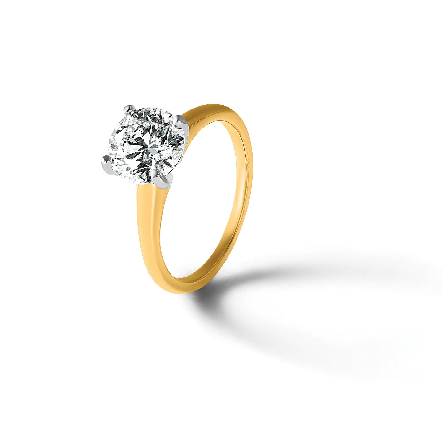 14K Bicolor Verlobungsring mit 3 ct. rundem Solitär-Laborgezüchtetem Diamant, VS/SI+ G+