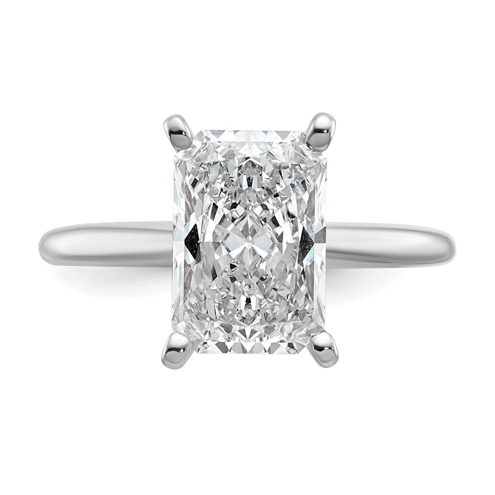 14K Weißgold 3 ct. zertifizierter im Labor gezüchteter Diamant VS/SI+ G+ Radiant-Solitär-Verlobungsring