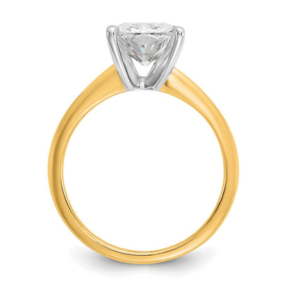 14K Bicolor Verlobungsring mit 3 ct. zertifiziertem, im Labor gezüchtetem Diamant im Radiant-Schliff, VS/SI+ G+, Solitär