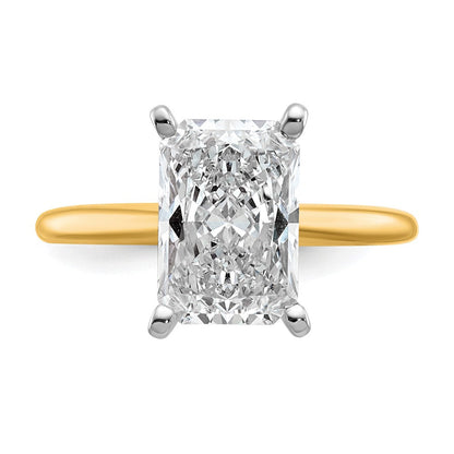 14K Bicolor Verlobungsring mit 3 ct. zertifiziertem, im Labor gezüchtetem Diamant im Radiant-Schliff, VS/SI+ G+, Solitär