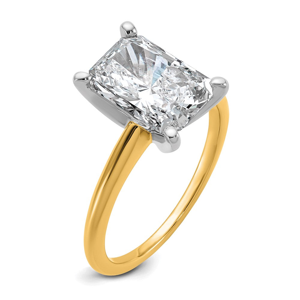 14K Bicolor Verlobungsring mit 3 ct. zertifiziertem, im Labor gezüchtetem Diamant im Radiant-Schliff, VS/SI+ G+, Solitär
