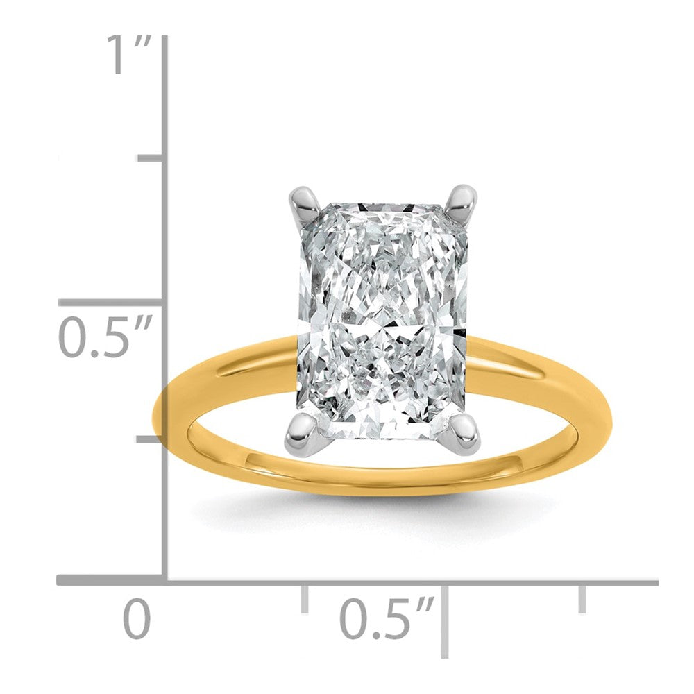 14K Bicolor Verlobungsring mit 3 ct. zertifiziertem, im Labor gezüchtetem Diamant im Radiant-Schliff, VS/SI+ G+, Solitär
